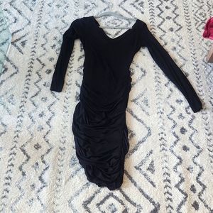 Bailey 44 Ruched Little Black Dress with lower back cutout Size Medium